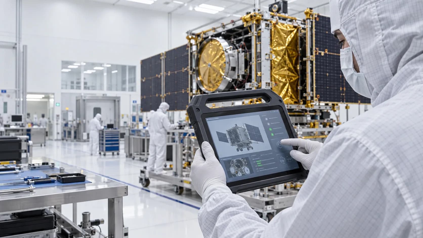 POURQUOI CHOISIR UNE TABLETTE DURCIE FANLESS POUR L’ASSEMBLAGE DE SATELLITES EN SALLE BLAN