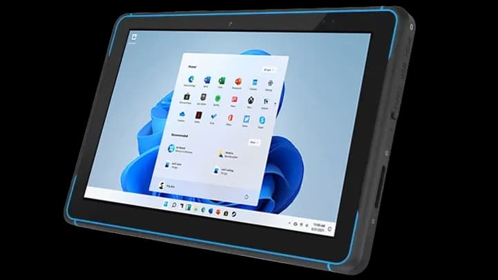 Vue latérale et détails de la tablette durcie CW-K10 